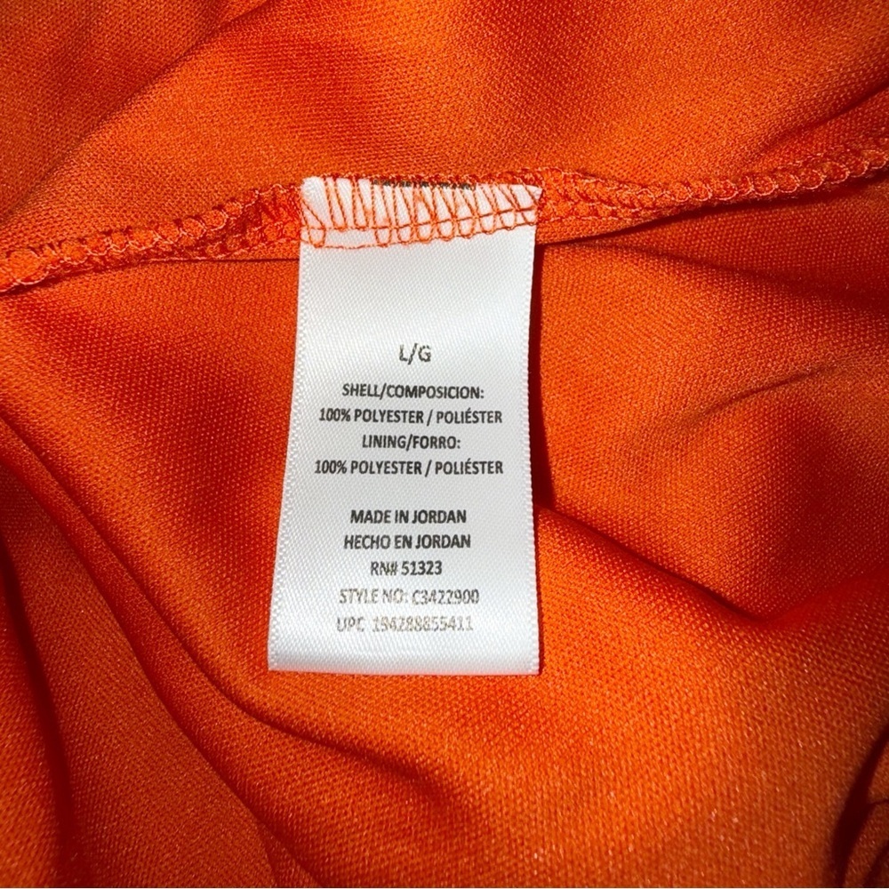 Floral Orange V-Neck Feminine Long Sleeve Midi Dress Wedding Guest Large - Picture 7 of 15